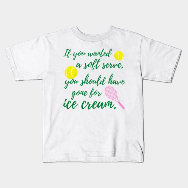 Tennis Funny Tennis Player Soft Serve Kids T-Shirt by Pacific Opal